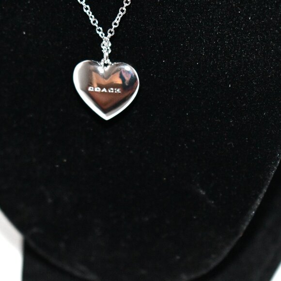 COACH Signature Heart Short Pendant Necklace in Silver #517774RHO030 NWT - Picture 4 of 5